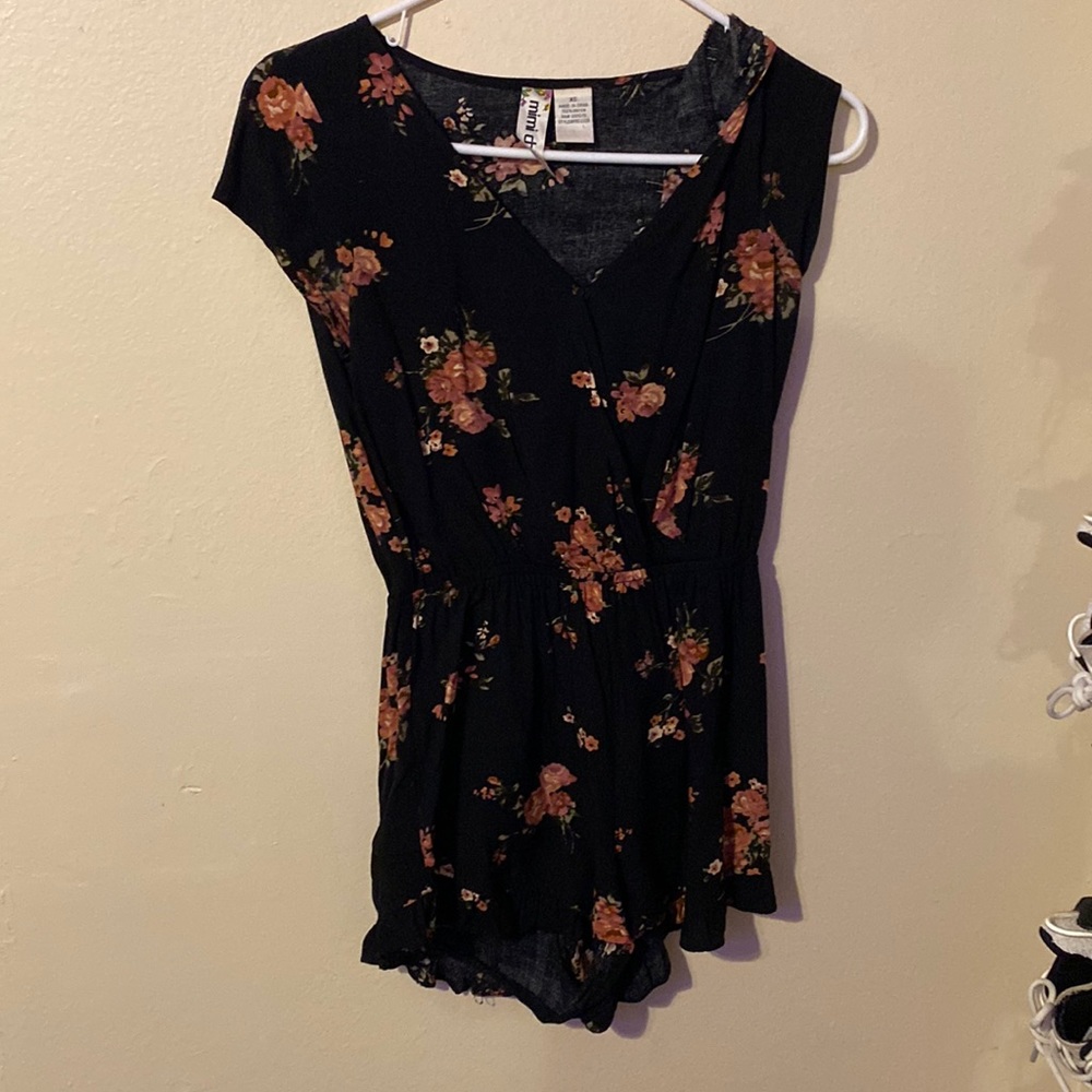 Black floral romper